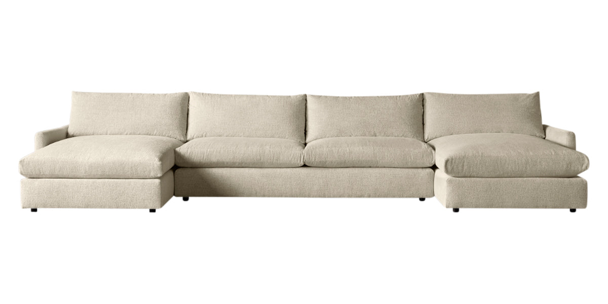 Plush Fabric Linen | Camden Sarah Double Chaise Sectional | Valley Ridge Furniture