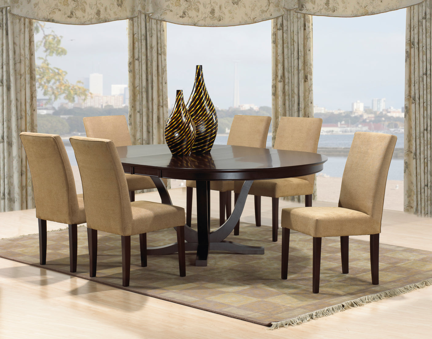 Table as Shown | Cardinal Woodcraft Grand Louvre Dining Table | Valley Ridge Furniture