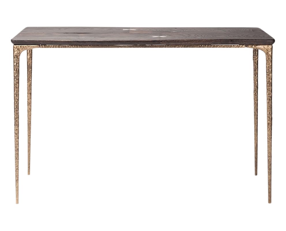 Seared Oak & Bronze Cast Iron Legs | Nuevo Living Kulu Console Table | Valley Ridge Furniture