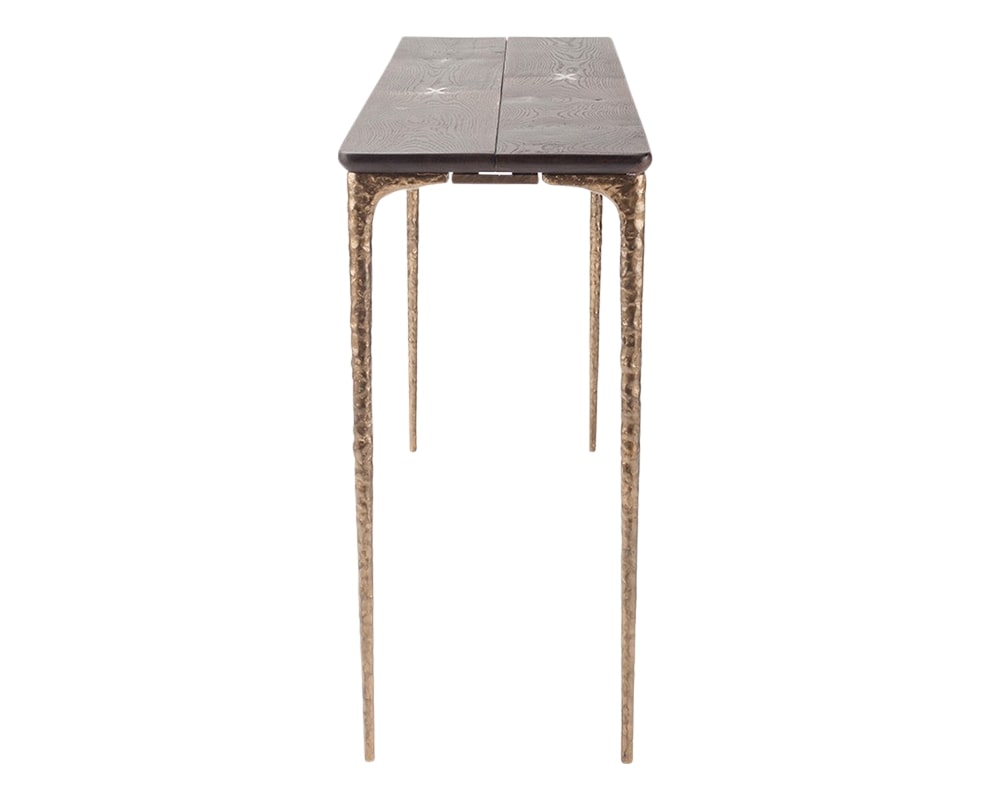 Seared Oak & Bronze Cast Iron Legs | Nuevo Living Kulu Console Table | Valley Ridge Furniture