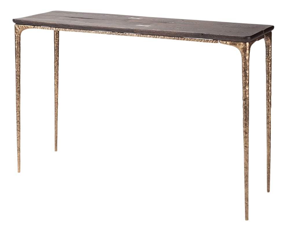 Seared Oak &amp; Bronze Cast Iron Legs | Nuevo Living Kulu Console Table | Valley Ridge Furniture