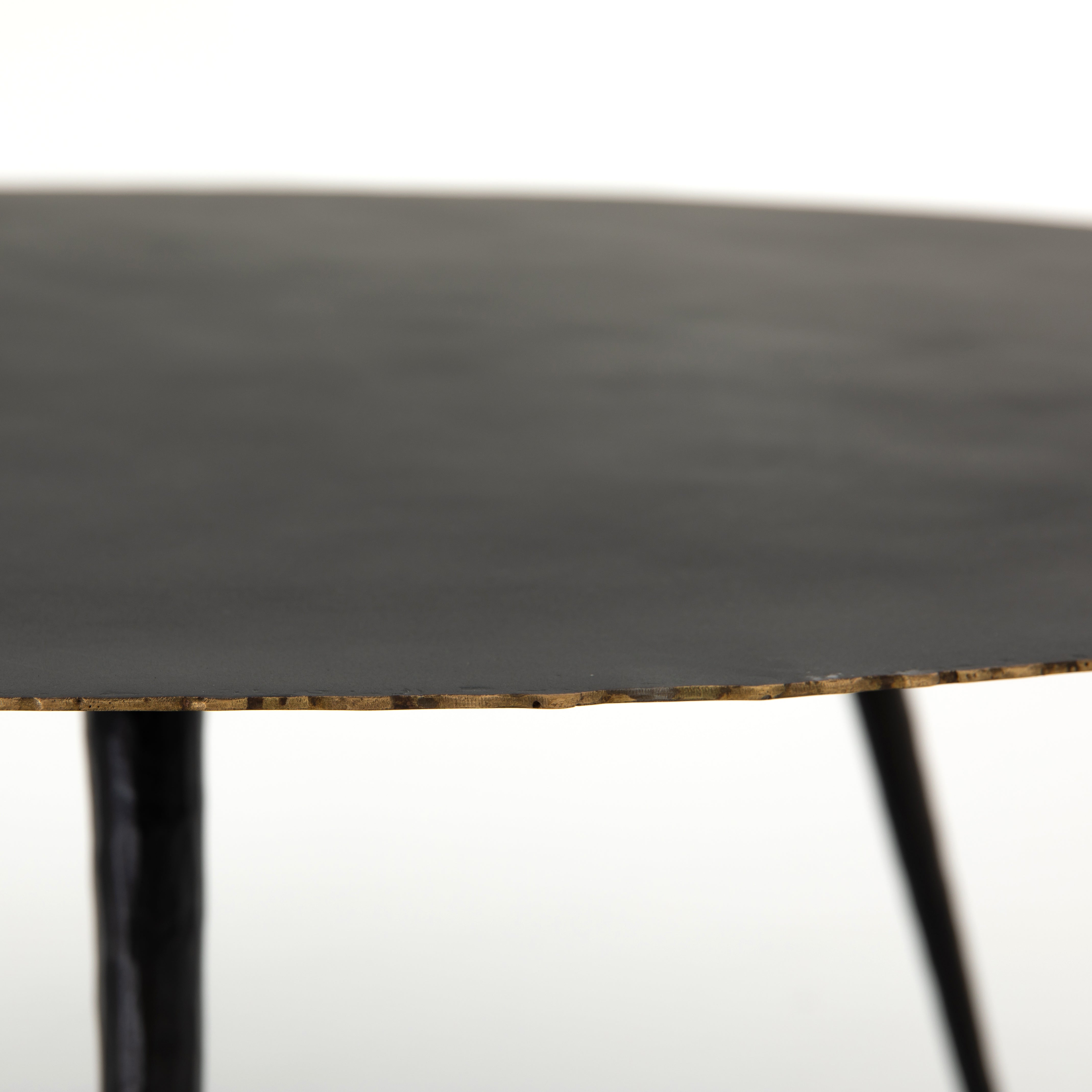 Rubbed Black Iron with Rustic Brass | Trula Round Coffee Table | Valley Ridge Furniture