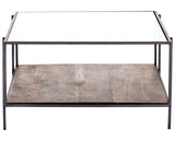 Aged Brown Mango & Tempered Glass with Dark Iron | Byron Coffee Table | Valley Ridge Furniture
