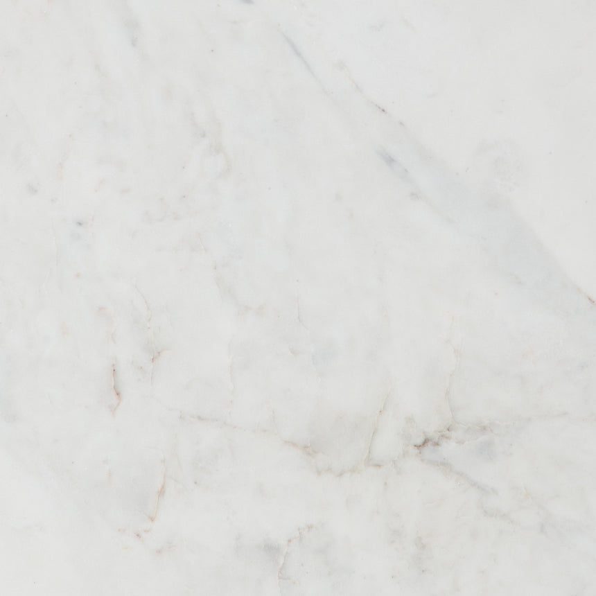 Polished White Marble with Hammered Brass Iron | Kiva End Table | Valley Ridge Furniture