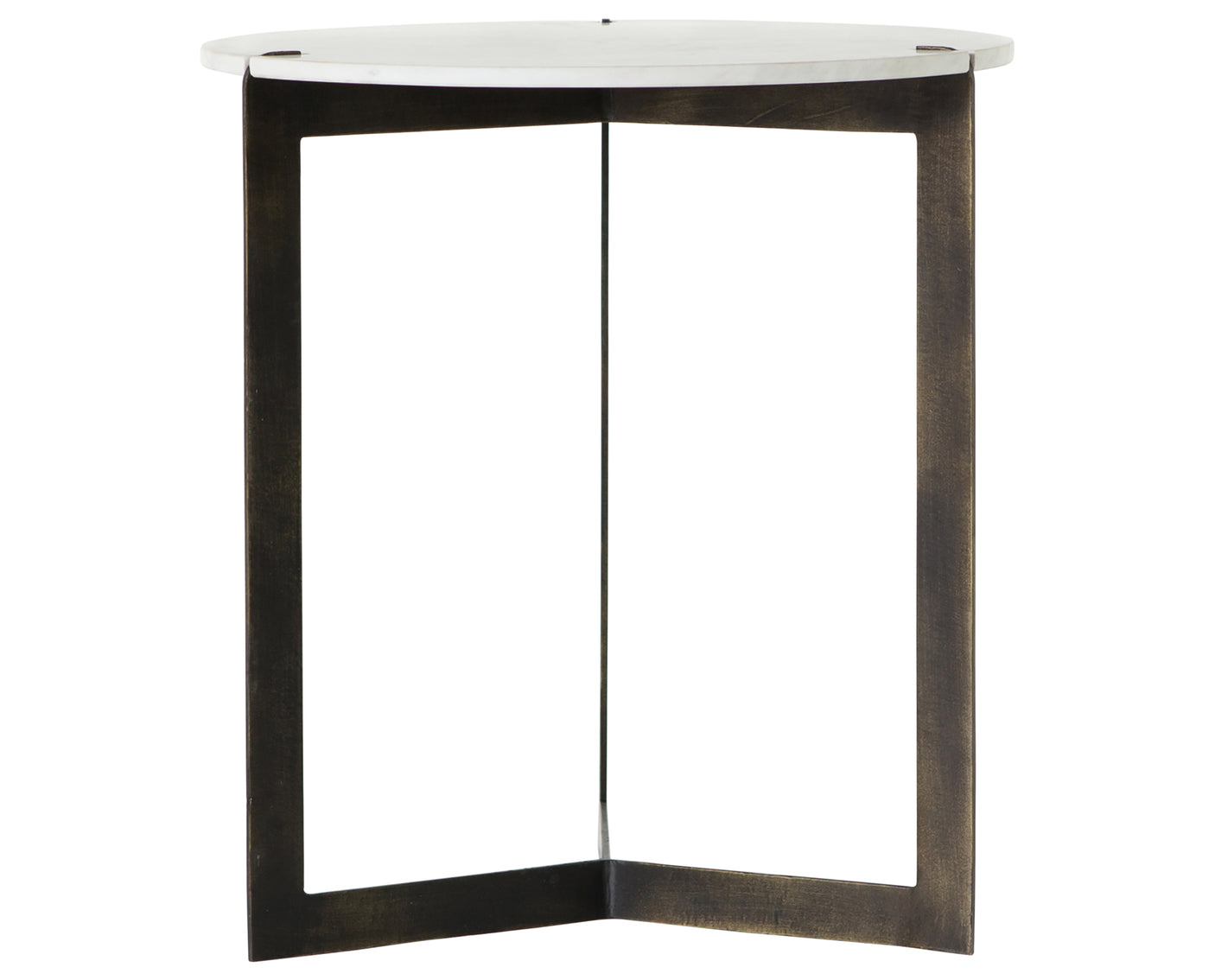 Polished White Marble with Hammered Brass Iron | Kiva End Table | Valley Ridge Furniture