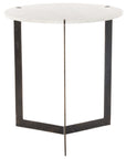 Polished White Marble with Hammered Brass Iron | Kiva End Table | Valley Ridge Furniture
