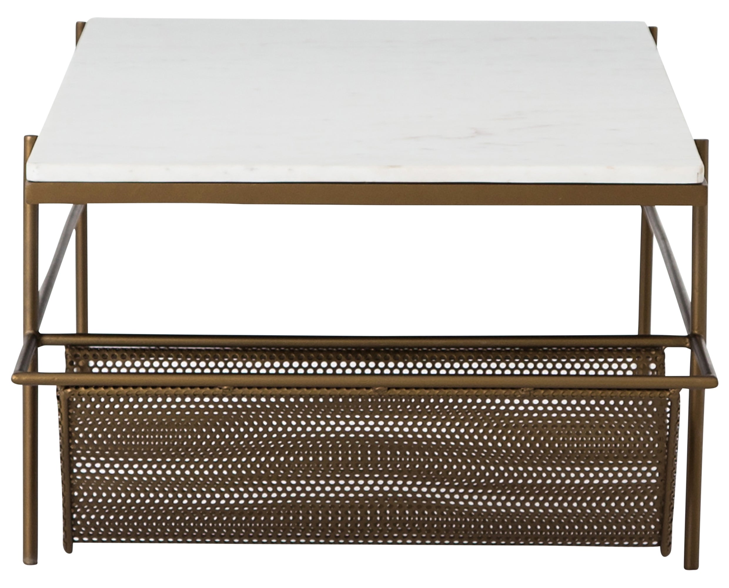 Polished White Marble with Matte Brass Iron | Felicity Coffee Table | Valley Ridge Furniture