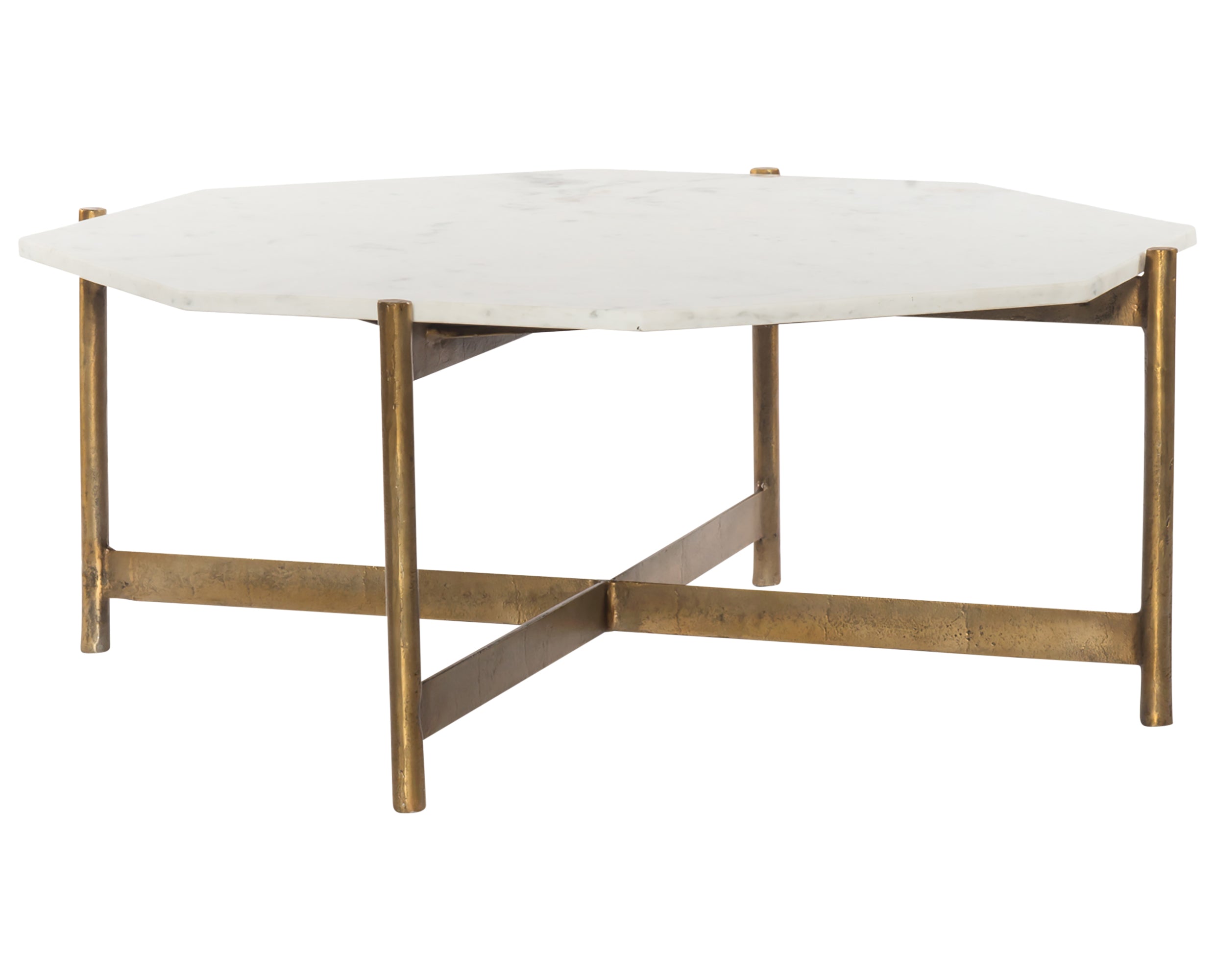 Polished White Marble with Raw Brass | Adair Coffee Table | Valley Ridge Furniture
