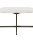 Polished White Marble with Hammered Grey Iron | Adair Coffee Table | Valley Ridge Furniture