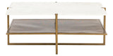 Polished White Marble with Antique Brass Iron | Olivia Square Coffee Table | Valley Ridge Furniture