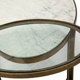 Polished White Marble & Tempered Glass with Raw Brass | Calder Nesting Coffee Table | Valley Ridge Furniture