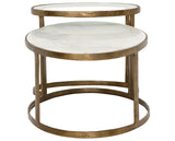 Polished White Marble & Tempered Glass with Raw Brass | Calder Nesting Coffee Table | Valley Ridge Furniture