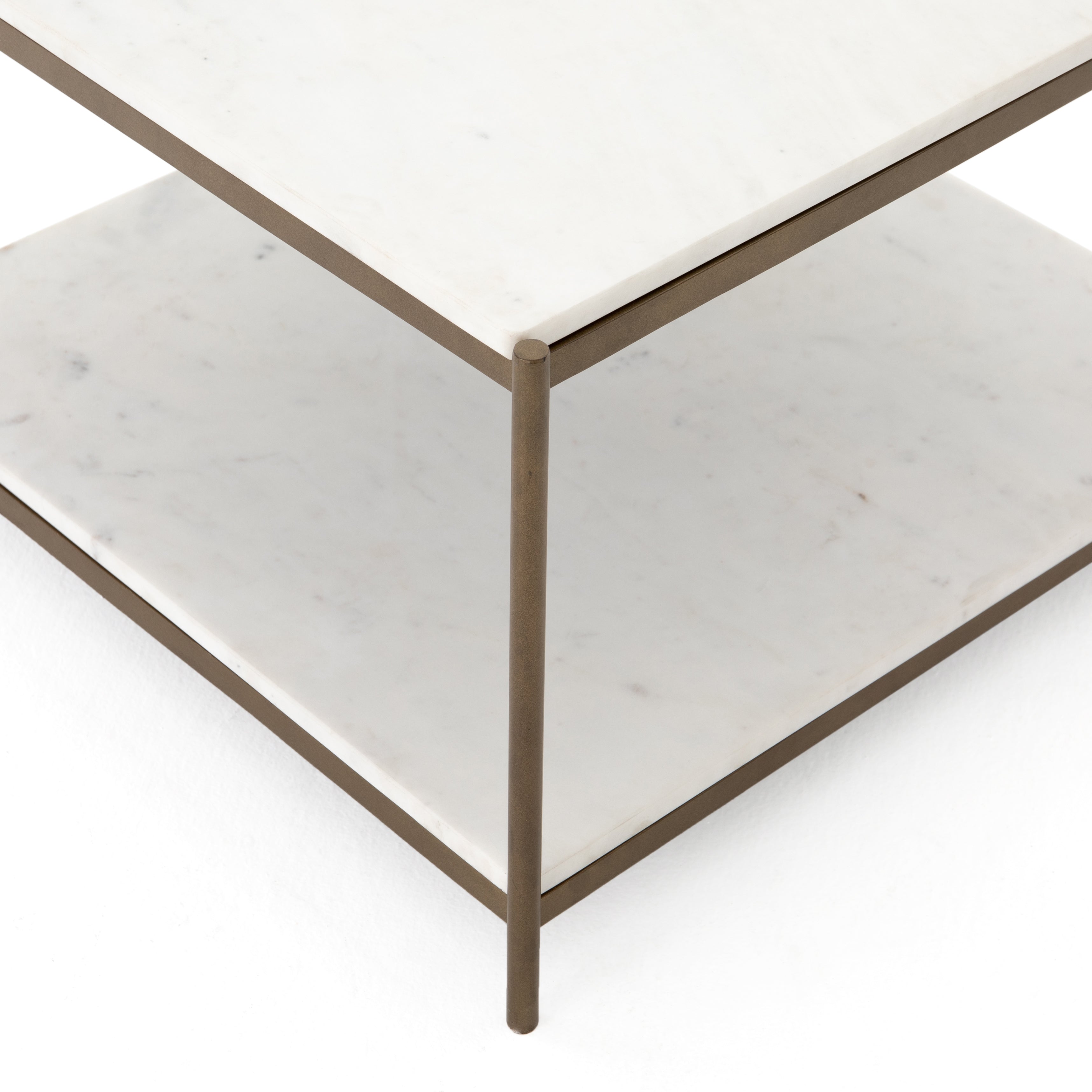 Polished White Marble with Antique Brass | Felix Bunching Table | Valley Ridge Furniture