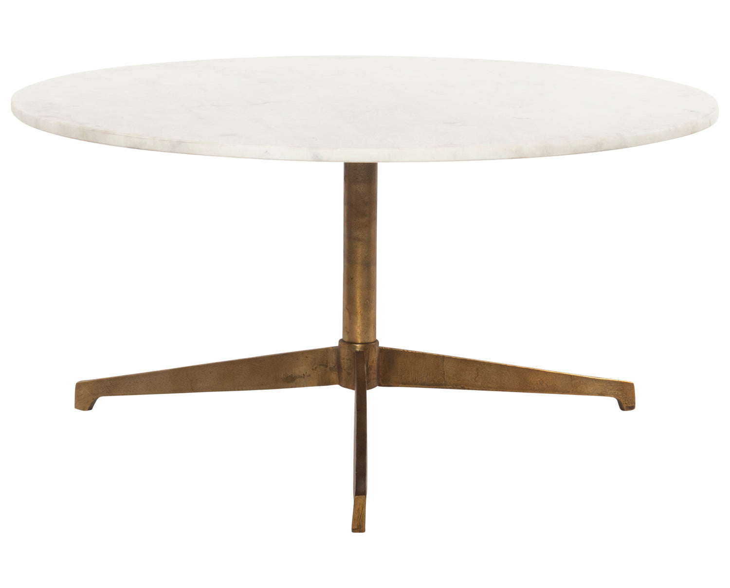 Polished White Marble with Raw Brass | Helen Round Coffee Table | Valley Ridge Furniture