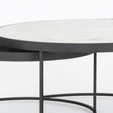 Polished White Marble with Gunmetal Iron | Evelyn Round Nesting Coffee Table | Valley Ridge Furniture