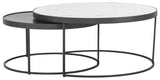 Polished White Marble with Gunmetal Iron | Evelyn Round Nesting Coffee Table | Valley Ridge Furniture