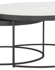 Polished White Marble with Gunmetal Iron | Evelyn Round Nesting Coffee Table | Valley Ridge Furniture