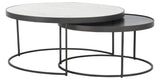 Polished White Marble with Gunmetal Iron | Evelyn Round Nesting Coffee Table | Valley Ridge Furniture