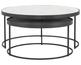 Polished White Marble with Gunmetal Iron | Evelyn Round Nesting Coffee Table | Valley Ridge Furniture