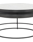 Polished White Marble with Gunmetal Iron | Evelyn Round Nesting Coffee Table | Valley Ridge Furniture