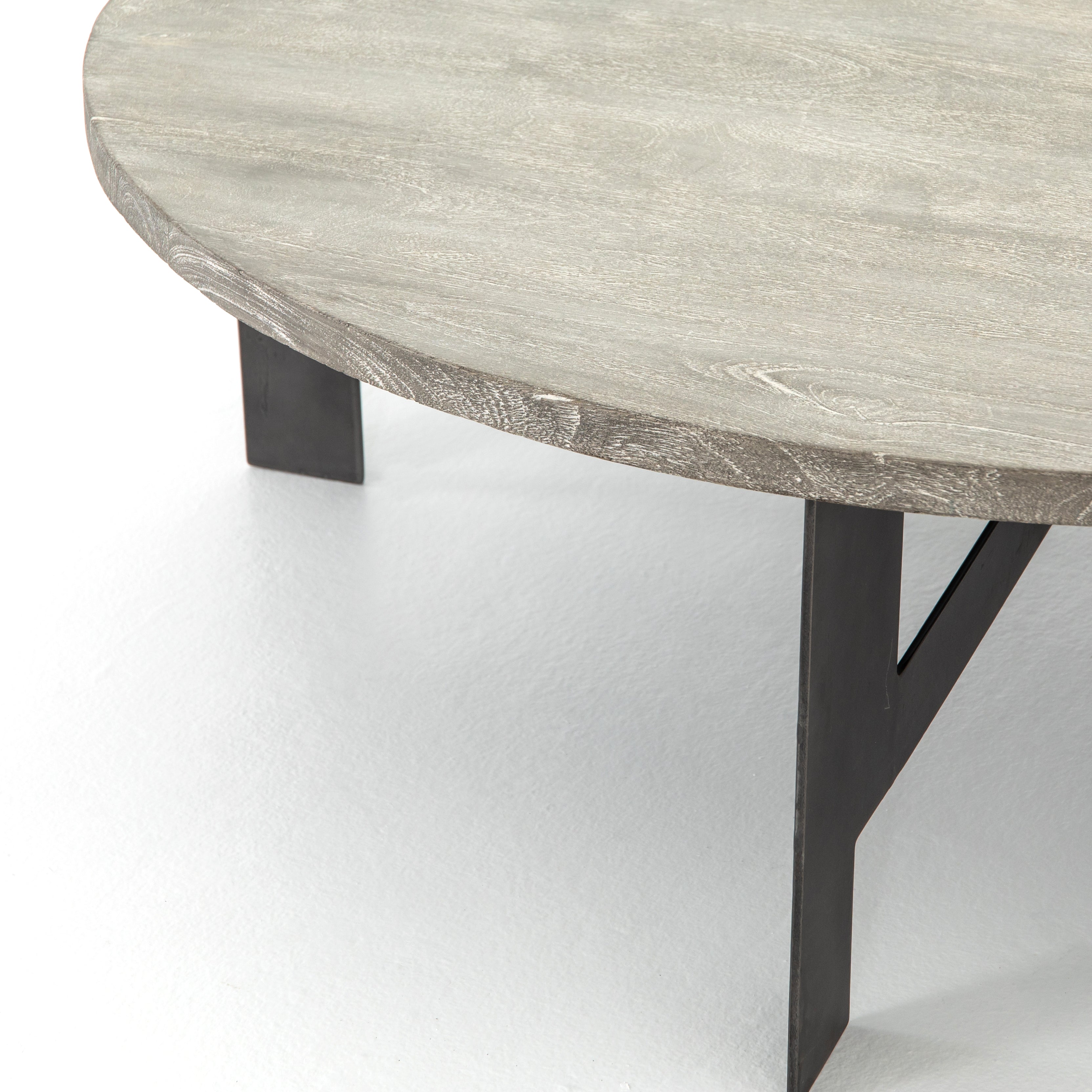 Charcoal Mango with Gunmetal Iron | Round Coffee Table with Iron | Valley Ridge Furniture
