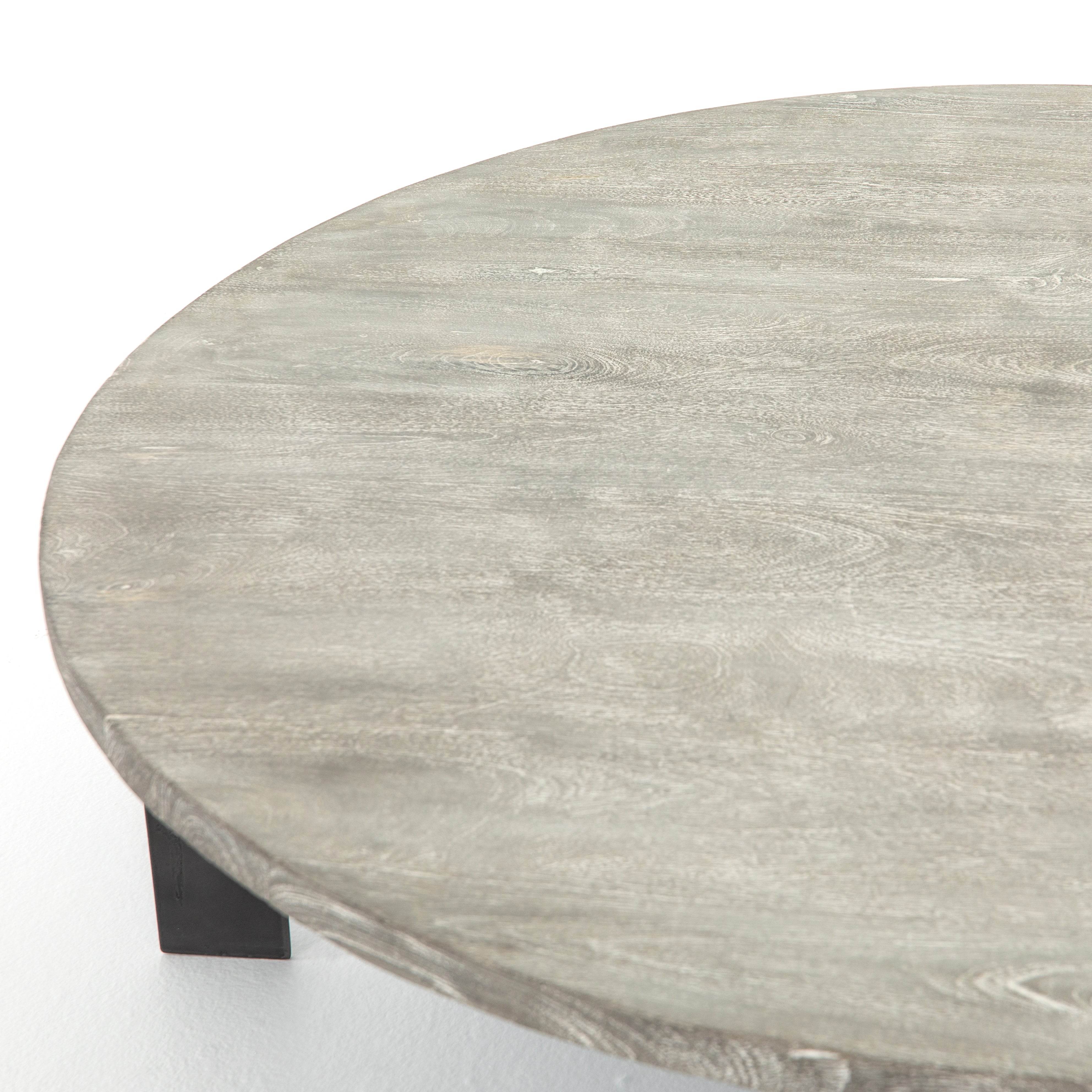 Charcoal Mango with Gunmetal Iron | Round Coffee Table with Iron | Valley Ridge Furniture