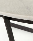 Sandblasted White Marble with Rustic Fossil Iron | Felix Round Coffee Table | Valley Ridge Furniture