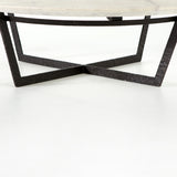 Sandblasted White Marble with Rustic Fossil Iron | Felix Round Coffee Table | Valley Ridge Furniture