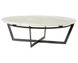Sandblasted White Marble with Rustic Fossil Iron | Felix Round Coffee Table | Valley Ridge Furniture