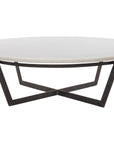 Sandblasted White Marble with Rustic Fossil Iron | Felix Round Coffee Table | Valley Ridge Furniture