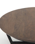Light Tanner Brown with Rustic Fossil Iron | Felix Round Coffee Table | Valley Ridge Furniture