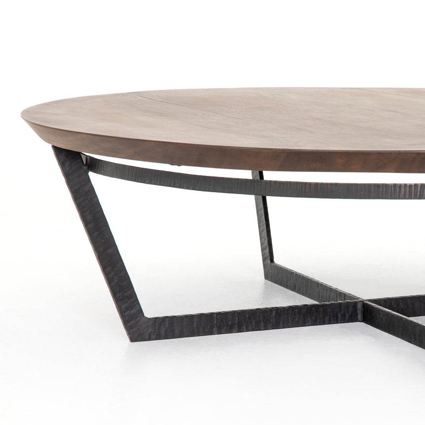 Light Tanner Brown with Rustic Fossil Iron | Felix Round Coffee Table | Valley Ridge Furniture