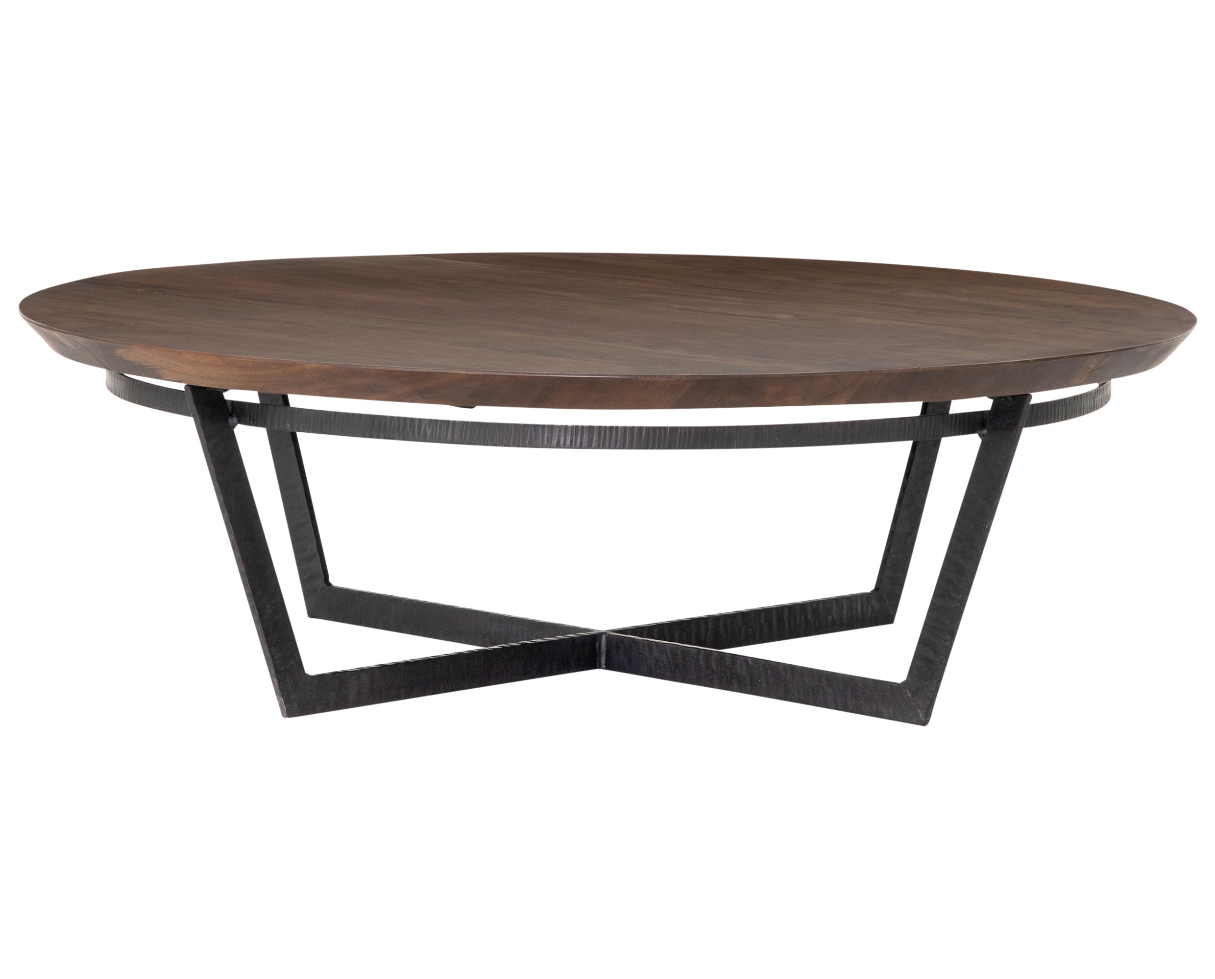 Light Tanner Brown with Rustic Fossil Iron | Felix Round Coffee Table | Valley Ridge Furniture