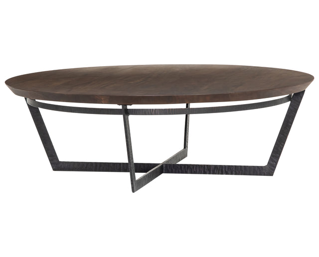 Light Tanner Brown with Rustic Fossil Iron | Felix Round Coffee Table | Valley Ridge Furniture