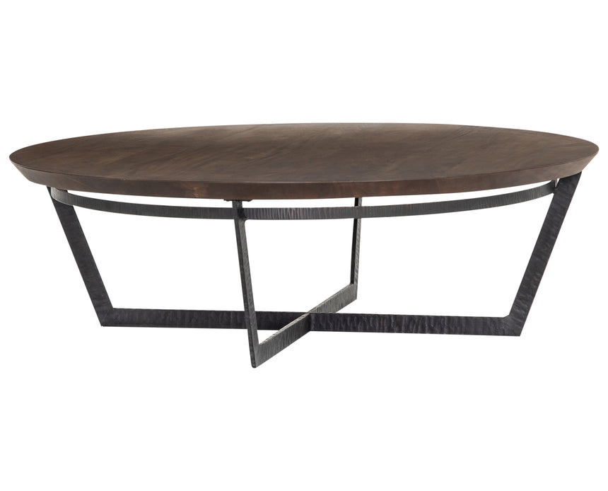 Light Tanner Brown with Rustic Fossil Iron | Felix Round Coffee Table | Valley Ridge Furniture