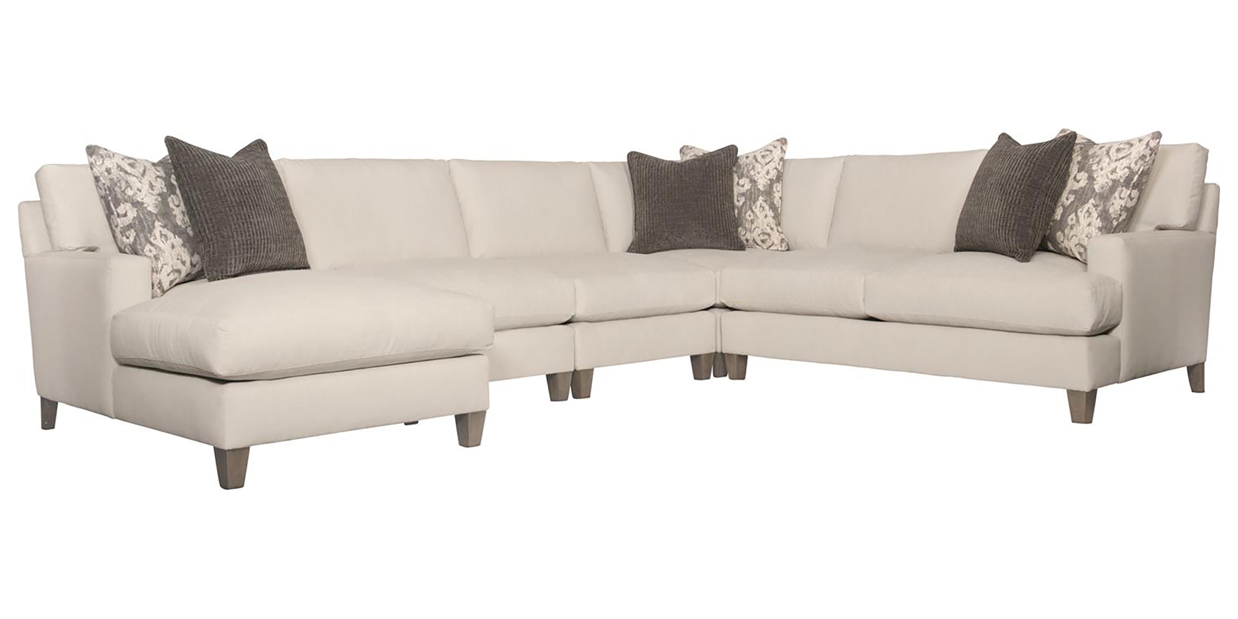 5548-100 Fabric with 788 Aged Grey Finish Wood | Bernhardt Mila Fabric Sectional | Valley Ridge Furniture