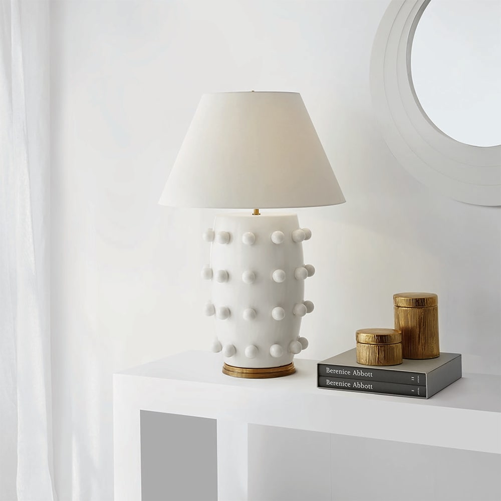 Plaster White &amp; Linen | Linden Table Lamp | Valley Ridge Furniture