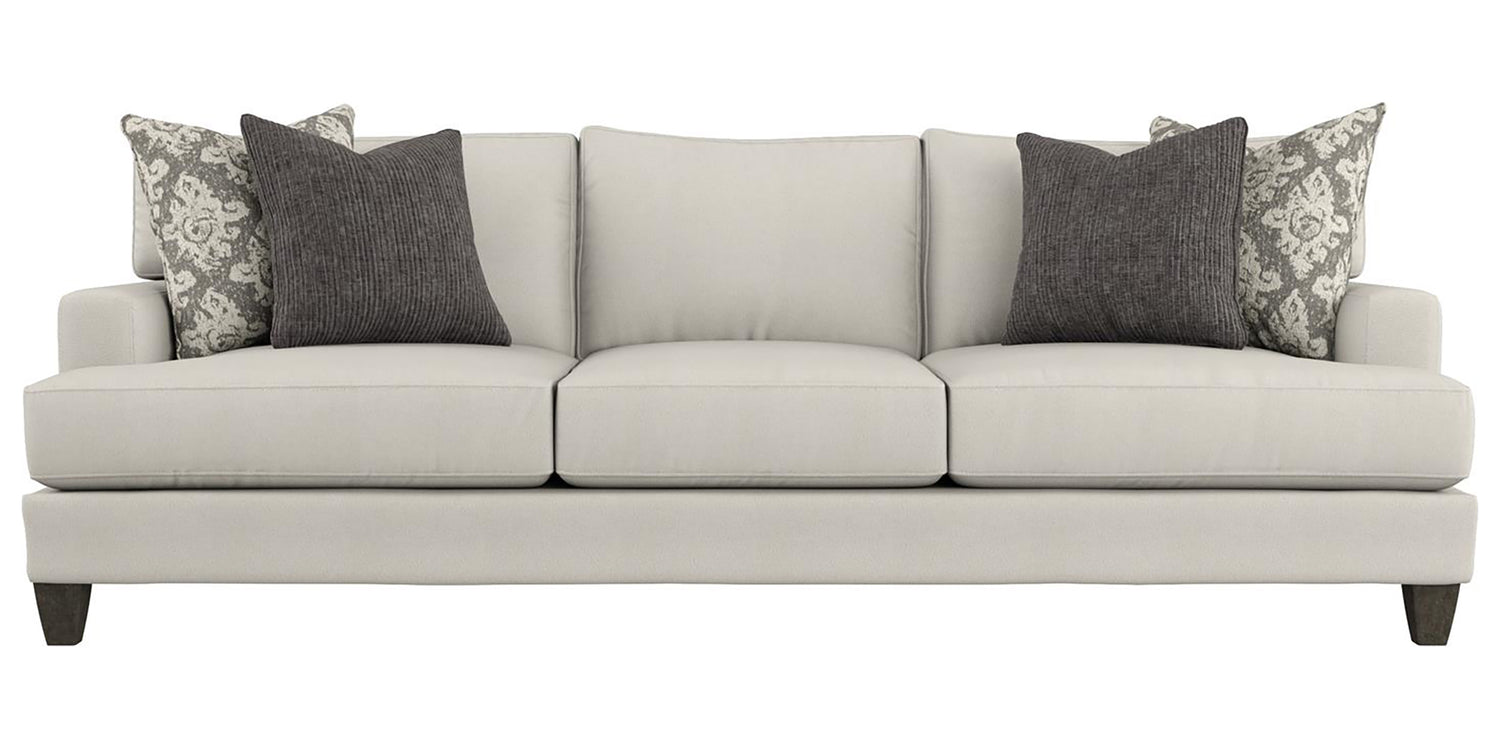 5548-100 Fabric with 788 Aged Grey Finish Wood | Bernhardt Mila Fabric Sofa | Valley Ridge Furniture