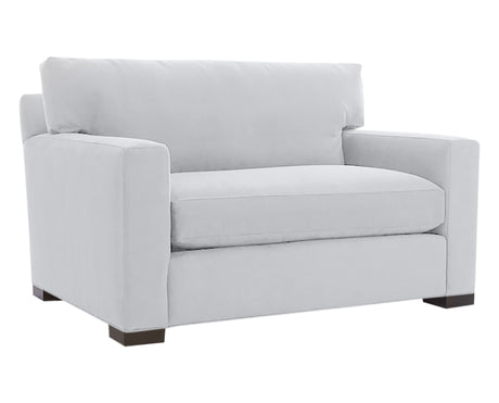 Vertual Fabric Snow with Fossil Hardwood | Camden Axel Chair & 1/2 | Valley Ridge Furniture