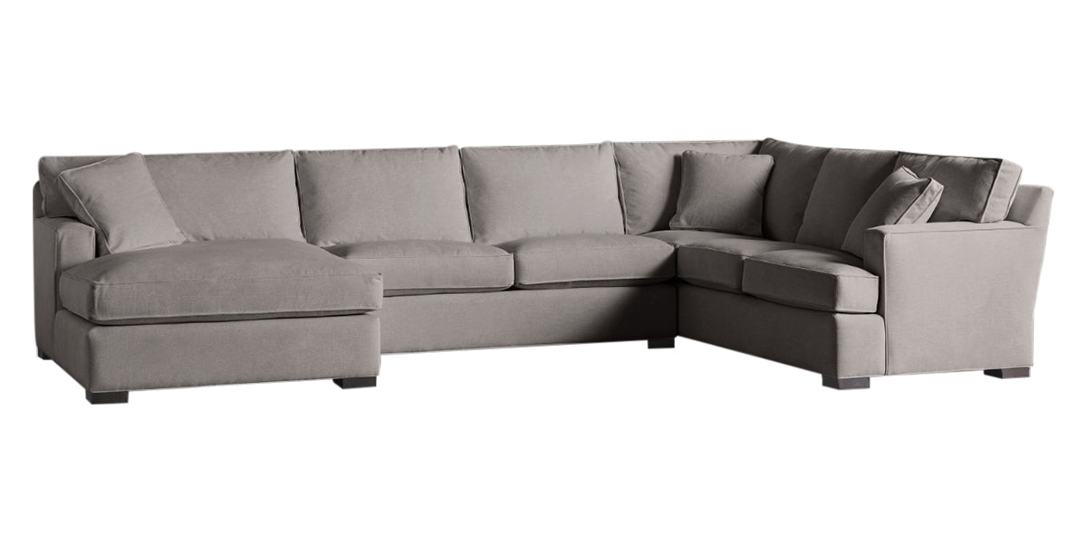 Vertual Fabric Almond | Camden 3-Piece Large Chaise Sectional | Valley Ridge Furniture