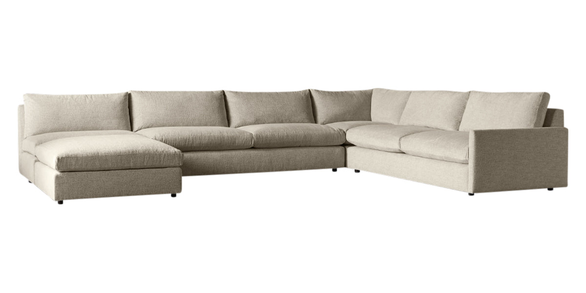 Plush Fabric Linen | Camden Sarah 5-Piece Sectional w/Ottoman | Valley Ridge Furniture