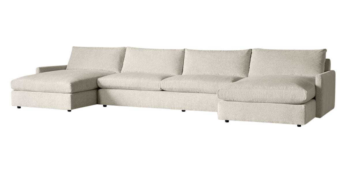 Plush Fabric Linen | Camden Sarah Double Chaise Sectional | Valley Ridge Furniture