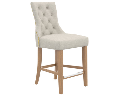 Honey Washed and Fabric TB with Antique Brass Nails | Canadel Farmhouse Counter Stool 817A | Valley Ridge Furniture