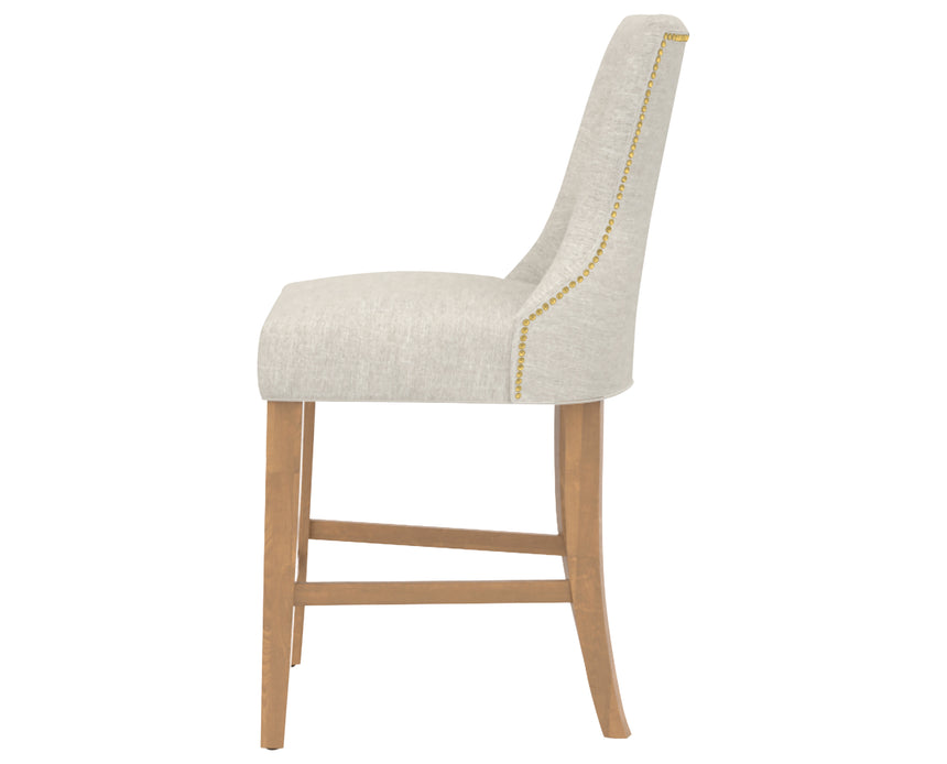Honey Washed and Fabric TB with Antique Brass Nails | Canadel Farmhouse Counter Stool 817A | Valley Ridge Furniture