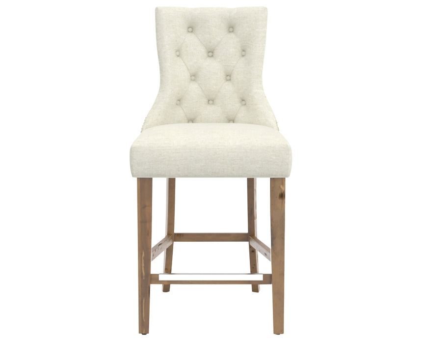 Oak Washed and Fabric TW with Antique Brass Nails | Canadel Champlain Counter Stool 817A | Valley Ridge Furniture
