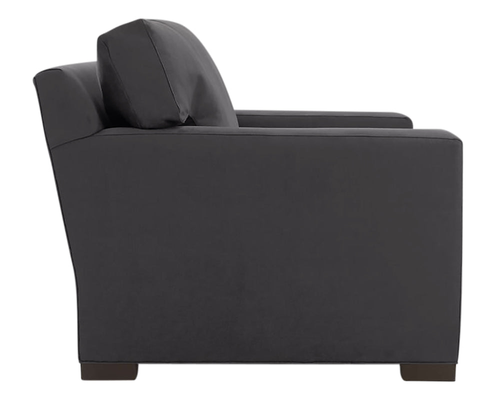 Vertual Fabric Charcoal with Fossil Hardwood | Camden Axel Chair &amp; 1/2 | Valley Ridge Furniture