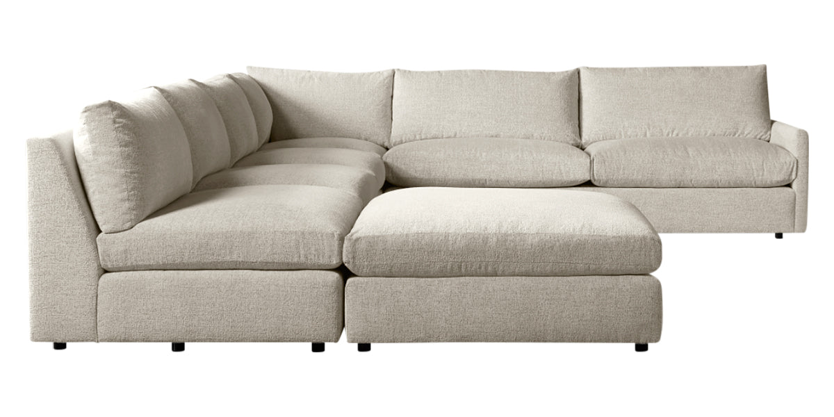 Plush Fabric Linen | Camden Sarah 5-Piece Sectional w/Ottoman | Valley Ridge Furniture
