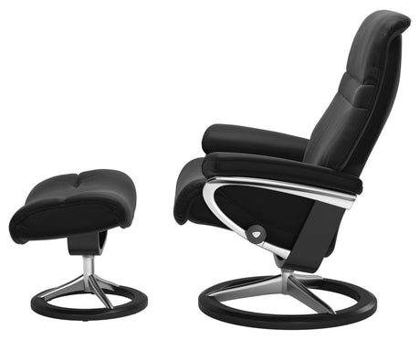 Paloma Special Black M & Black Base | Stressless Sunrise Signature Recliner | Valley Ridge Furniture