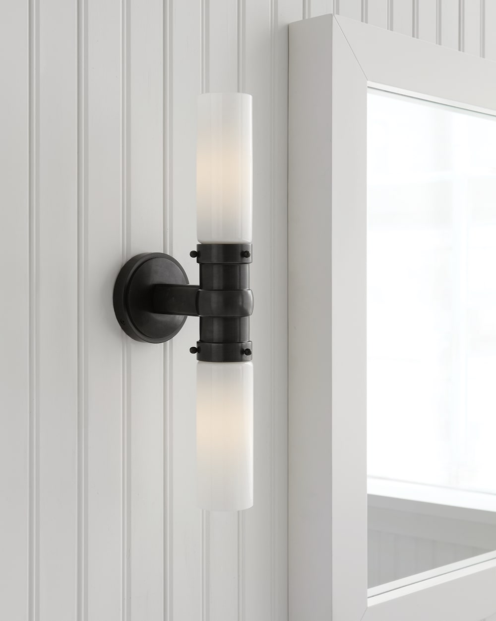 Bronze & White Glass | Graydon Double Bath Light | Valley Ridge Furniture