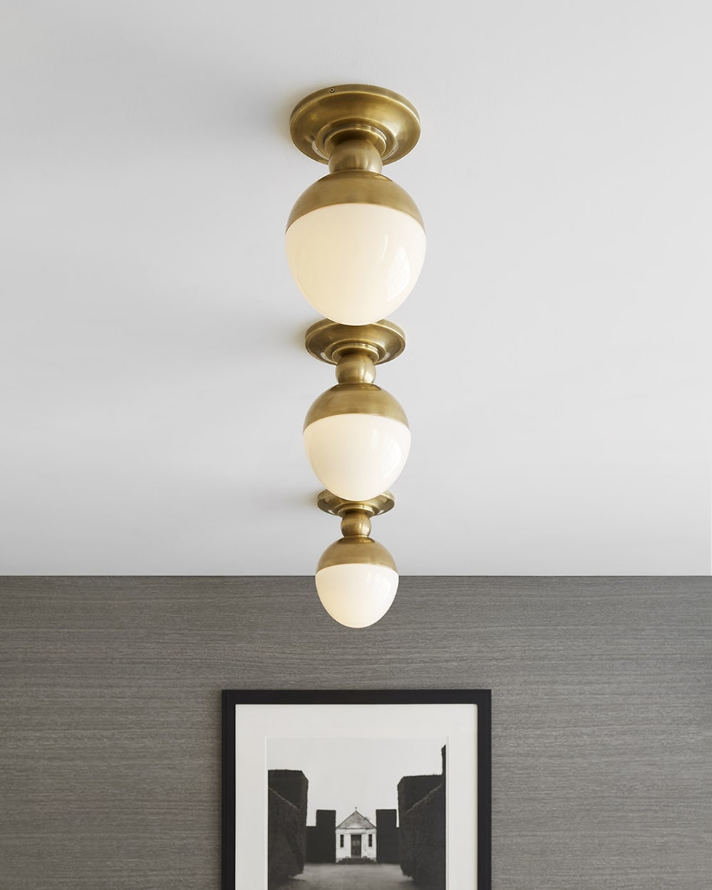 Hand-Rubbed Antique Brass & White Glass | Clark Flush Mount | Valley Ridge Furniture